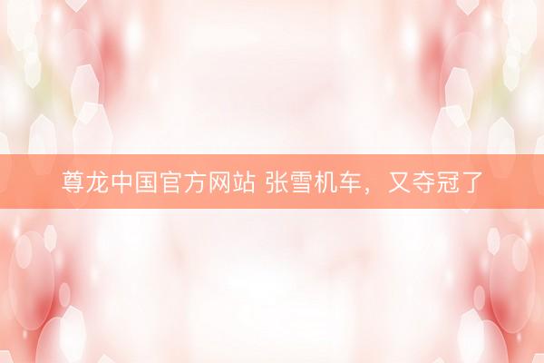尊龙中国官方网站 张雪机车，又夺冠了