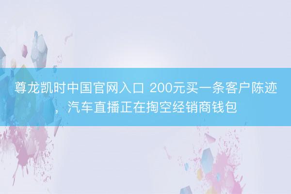 尊龙凯时中国官网入口 200元买一条客户陈迹，汽车直播正在掏空经销商钱包
