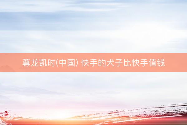 尊龙凯时(中国) 快手的犬子比快手值钱