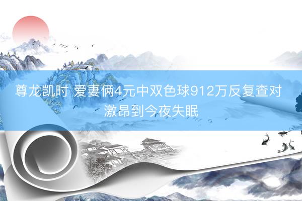 尊龙凯时 爱妻俩4元中双色球912万反复查对 激昂到今夜失眠