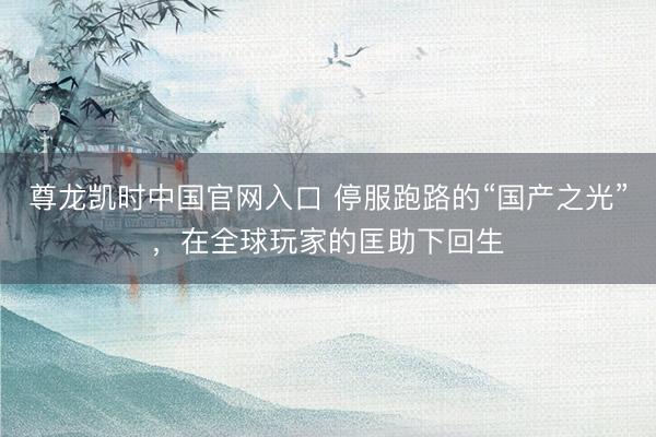 尊龙凯时中国官网入口 停服跑路的“国产之光”，在全球玩家的匡助下回生