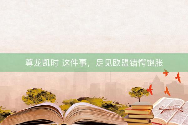 尊龙凯时 这件事，足见欧盟错愕饱胀