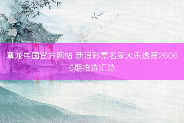 尊龙中国官方网站 新浪彩票名家大乐透第26060期推选汇总