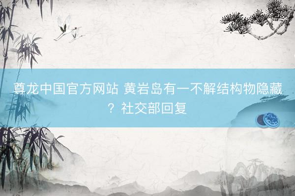 尊龙中国官方网站 黄岩岛有一不解结构物隐藏？社交部回复