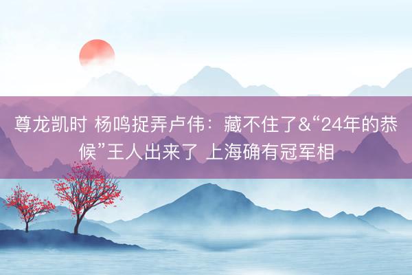 尊龙凯时 杨鸣捉弄卢伟：藏不住了&“24年的恭候”王人出来了 上海确有冠军相