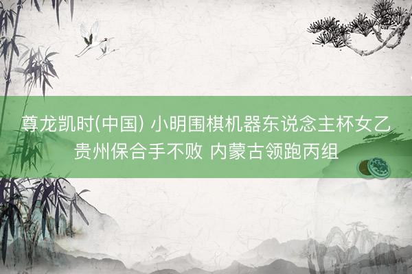 尊龙凯时(中国) 小明围棋机器东说念主杯女乙贵州保合手不败 内蒙古领跑丙组