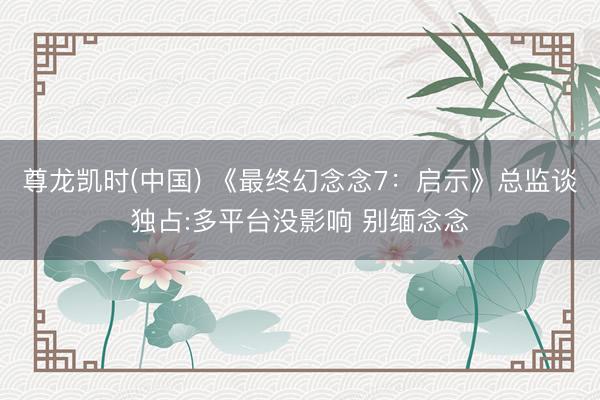 尊龙凯时(中国) 《最终幻念念7：启示》总监谈独占:多平台没影响 别缅念念
