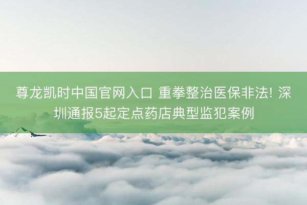 尊龙凯时中国官网入口 重拳整治医保非法! 深圳通报5起定点药店典型监犯案例