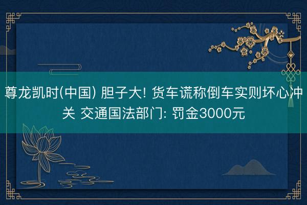 尊龙凯时(中国) 胆子大! 货车谎称倒车实则坏心冲关 交通国法部门: 罚金3000元