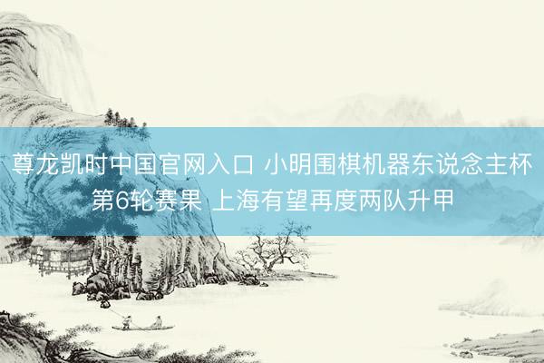 尊龙凯时中国官网入口 小明围棋机器东说念主杯第6轮赛果 上海有望再度两队升甲