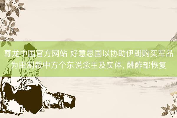 尊龙中国官方网站 好意思国以协助伊朗购买军品为由制裁中方个东说念主及实体， 酬酢部恢复