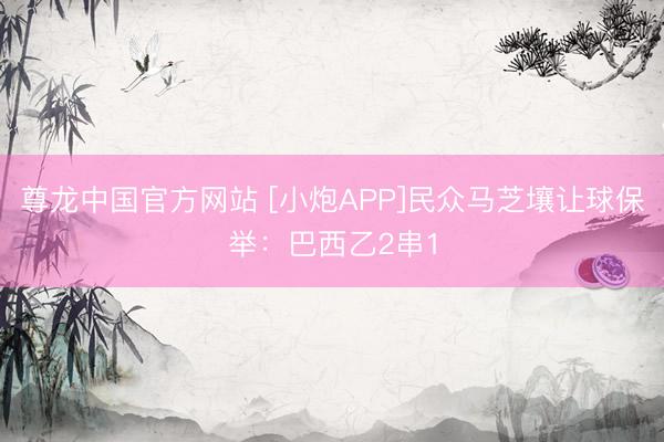 尊龙中国官方网站 [小炮APP]民众马芝壤让球保举：巴西乙2串1
