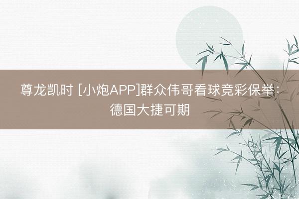 尊龙凯时 [小炮APP]群众伟哥看球竞彩保举：德国大捷可期