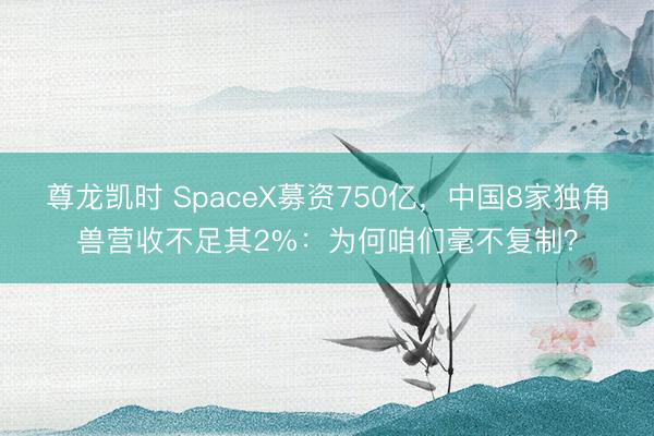 尊龙凯时 SpaceX募资750亿，中国8家独角兽营收不足其2%：为何咱们毫不复制？