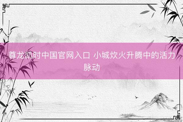 尊龙凯时中国官网入口 小城炊火升腾中的活力脉动