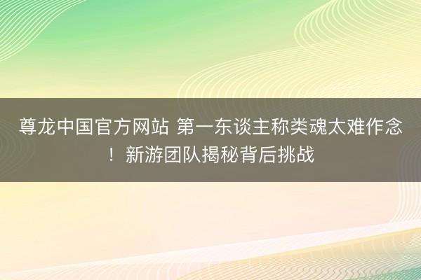 尊龙中国官方网站 第一东谈主称类魂太难作念！新游团队揭秘背后挑战