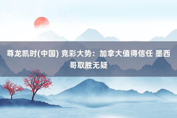 尊龙凯时(中国) 竞彩大势：加拿大值得信任 墨西哥取胜无疑